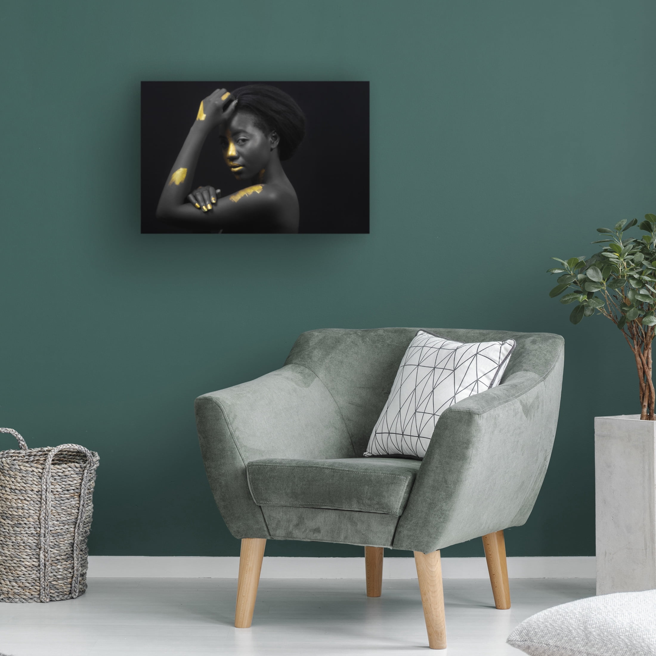 Canvas Wall Art - NSPD Studios 'Breaking Through - Black And Gold 1' Wall Art for Living Room, Bedroom, or Office Décor by Trademark Fine Art - 19 x 12 Inches