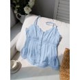 thumbnail image 4 of Blusa De Tirantes Celeste Con Encaje Floral Y Botones Frontales, 4 of 30