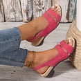 thumbnail image 6 of Domuza Womens Orthopedic Sandals Dressy Wedge Open Toe Slingback Platform Chunky Heels Sandals Ladies Elegant Cute Heeled Shoes with Ankle Strap Non Slip Sandal Red 9（EU-42）, 6 of 7