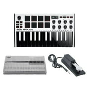 Akai Professional MPK Mini MK III 25-key White MIDI Keyboard Controller with MPK Mini MK III Cover, and KSP 100 Sustain Pedal Bundle
