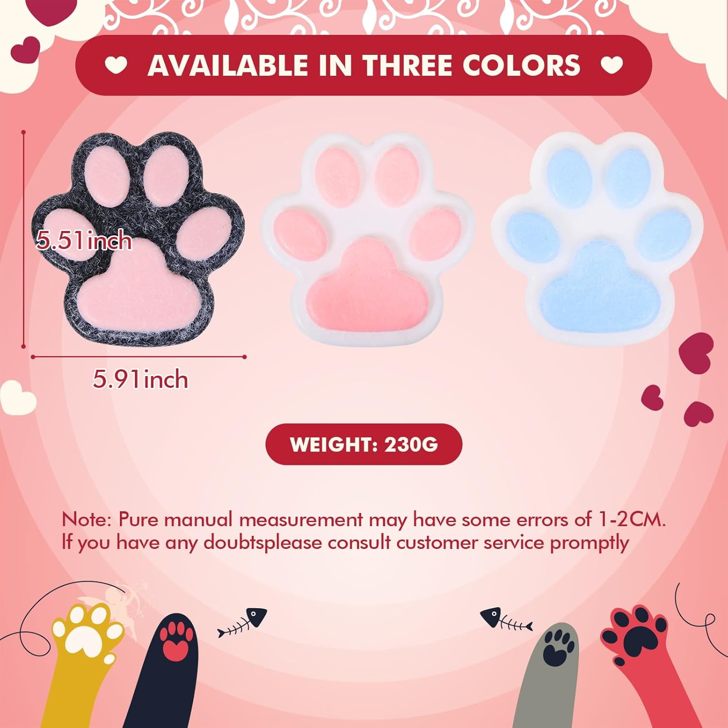 1/2/3pcs 5.5 in Handmade Taba Squishy Big Cat Paw Squishy fufu squishies Silicone Squeeze Toys for Stress Relief Furry Cat Paw Squishy Toys for Stress Relief,Super Soft Squeeze Fidget Toys