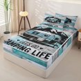 thumbnail image 3 of Manfei Adventure Cartoon Car Zipper Full Size Comforter Sets with Fitted Sheet and 2 Pillowcases,Happy Camping Zipper Bedding Set,Blue Black,Reversible, 3 of 7