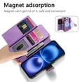 thumbnail image 5 of 2 in 1 Wallet Case for Apple iPhone 13 Pro, Detachable Magnetic Back Cover Cards Slots Zipper Pocket Ring Holder Magnetic Closure Protective Drop Proof Case Cover for iPhone 13 Pro, Purple, 5 of 11