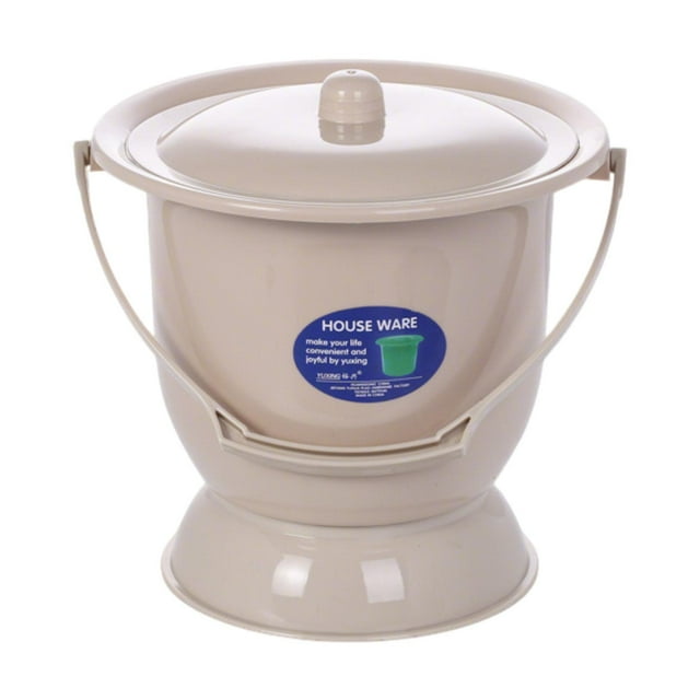 TISHITA Spittoon Urinal with Lid Compact Bedside Urinal for Home Use Bedroom Seniors Khaki
