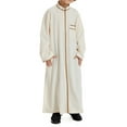 thumbnail image 2 of Mercatoo Kids Thobe for 𝐌uslim Boys 𝐈slamic Arabic Long Sleeve Kaftan Robe Zipper Prayer Dress for Boys 𝐌uslim Thobe Eid Outfit, 2 of 9