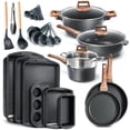 thumbnail image 1 of Bakken-Swiss 20-Piece Kitchen Cookware Set – Granite Non-Stick – Eco-Friendly – for All Stoves & Oven-Safe - Marble coating, 1 of 4