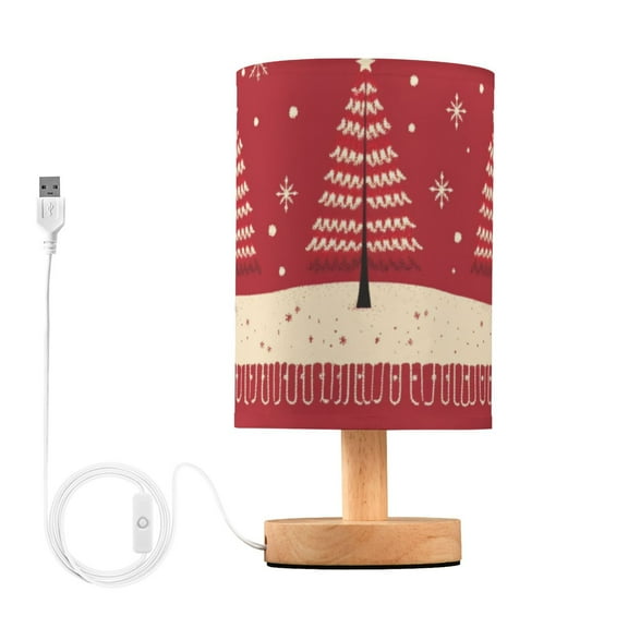 Red Christmas Trees Table Lamp with USB Port LED Warm Light Lamp Night Light Home Decor
