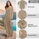 thumbnail image 4 of Vestido a juego con cuello en V, casual, holgado, manga corta, maxi con bolsillo, 4 of 4