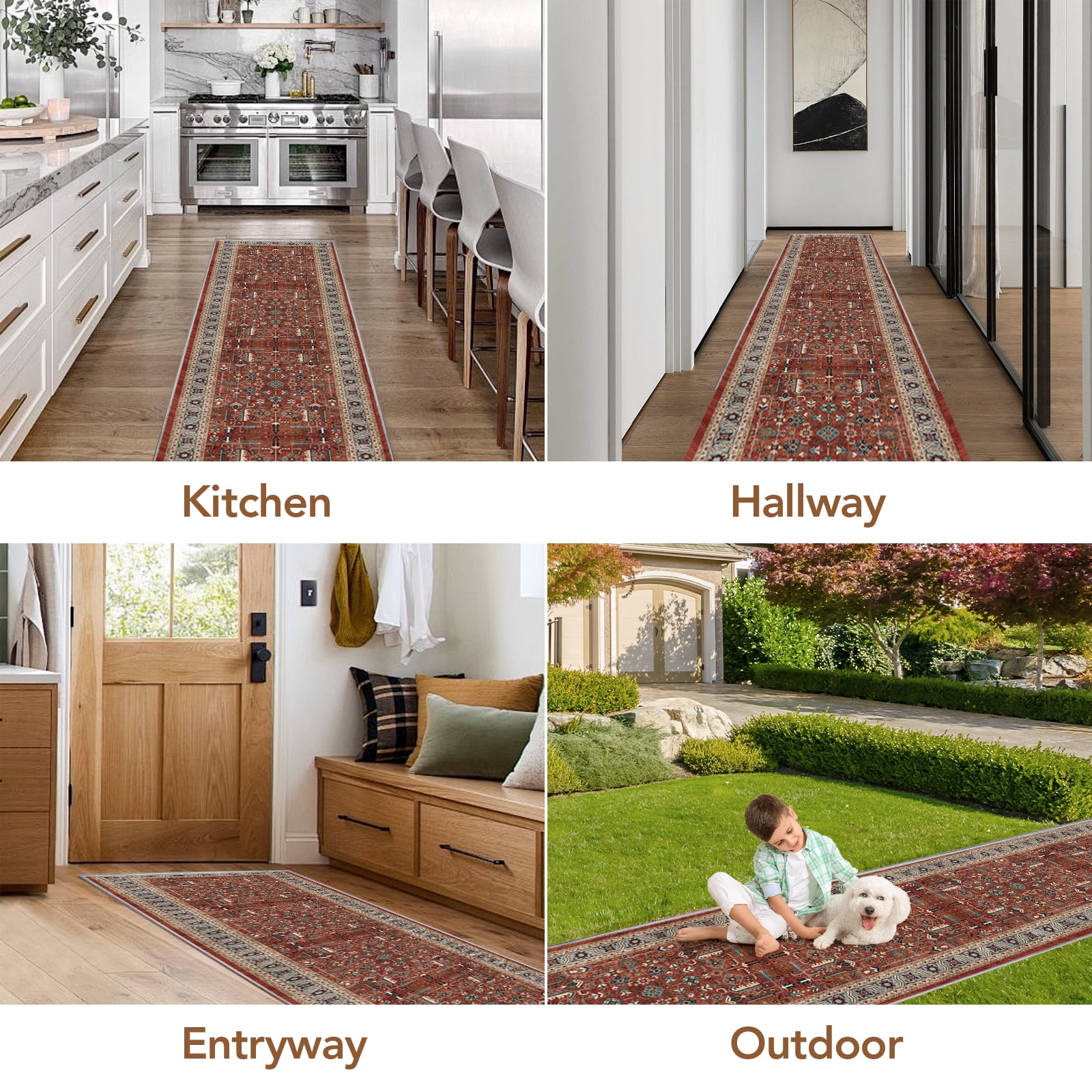 2x8 Washable Runner Rugs for Entrance Stain Resistance Runners for Hallways Non-Slip Low Pile