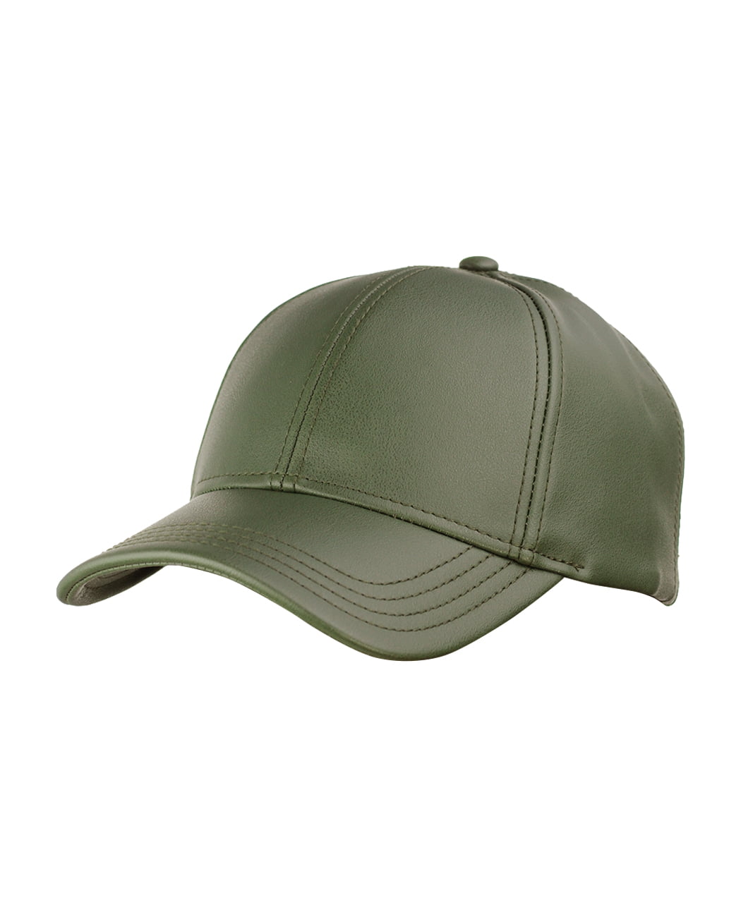Mens Genuine 100% Soft Black Leather Pre Curved Peak Baseball Cap Hat 