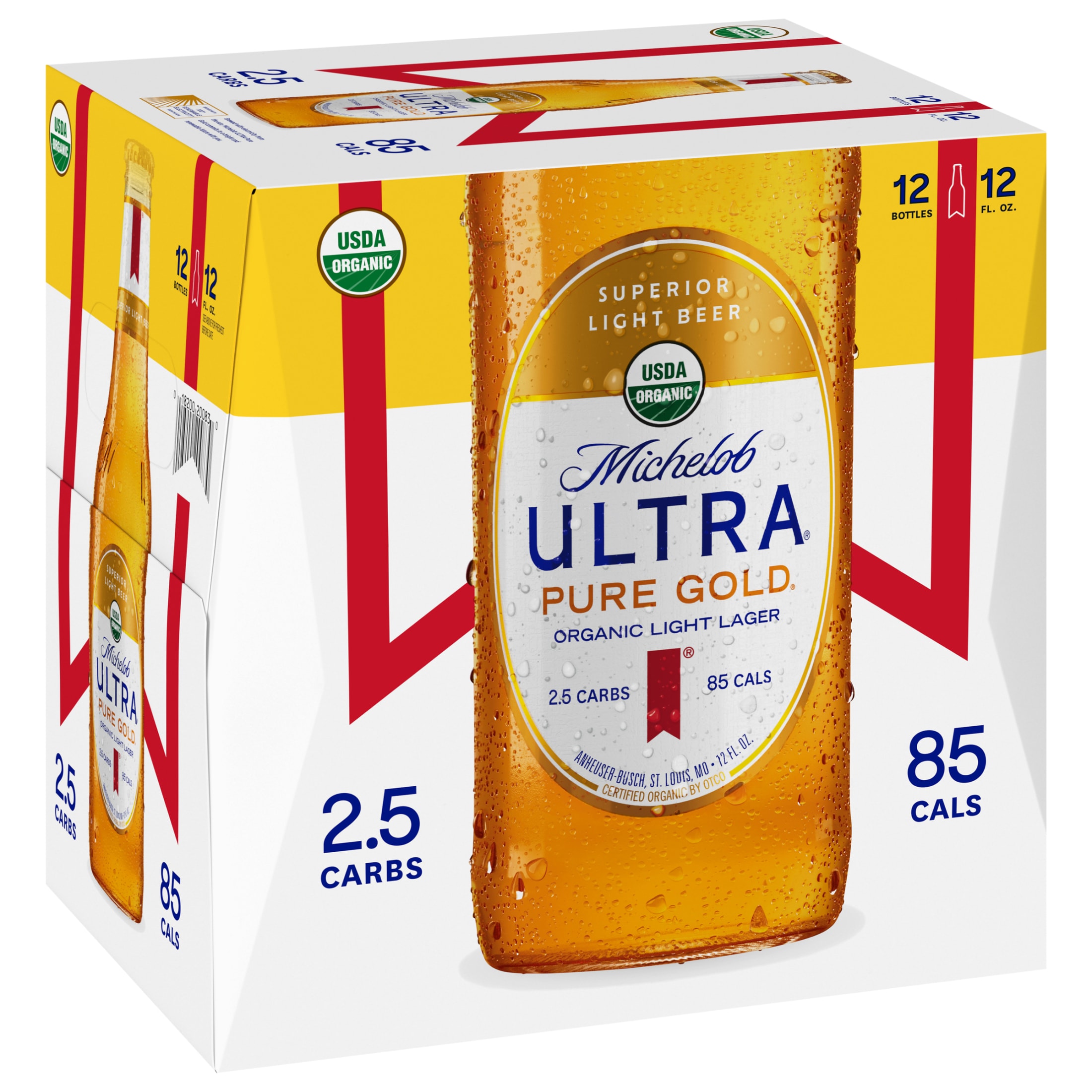 Buy Michelob Ultra Pure Gold Organic Light Lager, 12 Pack Beer, 12 FL