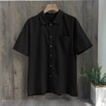 thumbnail image 5 of Pgeraug Mens Shirts Button Down Lapel Solid with Pocket Polo Shirts for Men Black 2Xl, 5 of 6