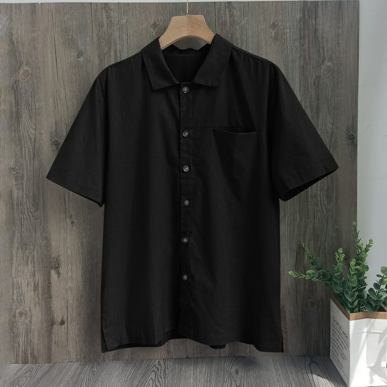 B91Xz Big And Tall Shirts for Men Mens Solid Short Sleeve Shirt