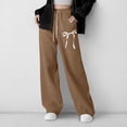 thumbnail image 4 of Nekdswn Girls Wide Leg Sweatpants Bow Print Baggy Athletic Pants with Pockets Teen Grils Fleece Lined Drawstring Waist Sweat Pants, 4 of 8