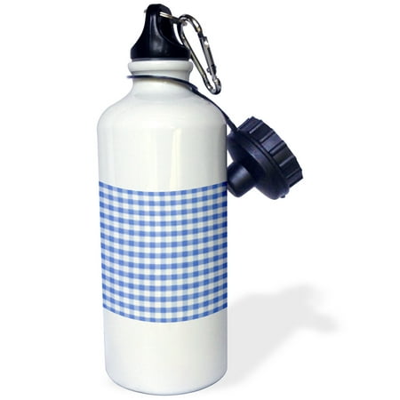 - 3dRose Dark Blue and white Gingham pattern - cute navy retro checks checkered checked kitchen dining theme, Sports Water Bottle, 21oz