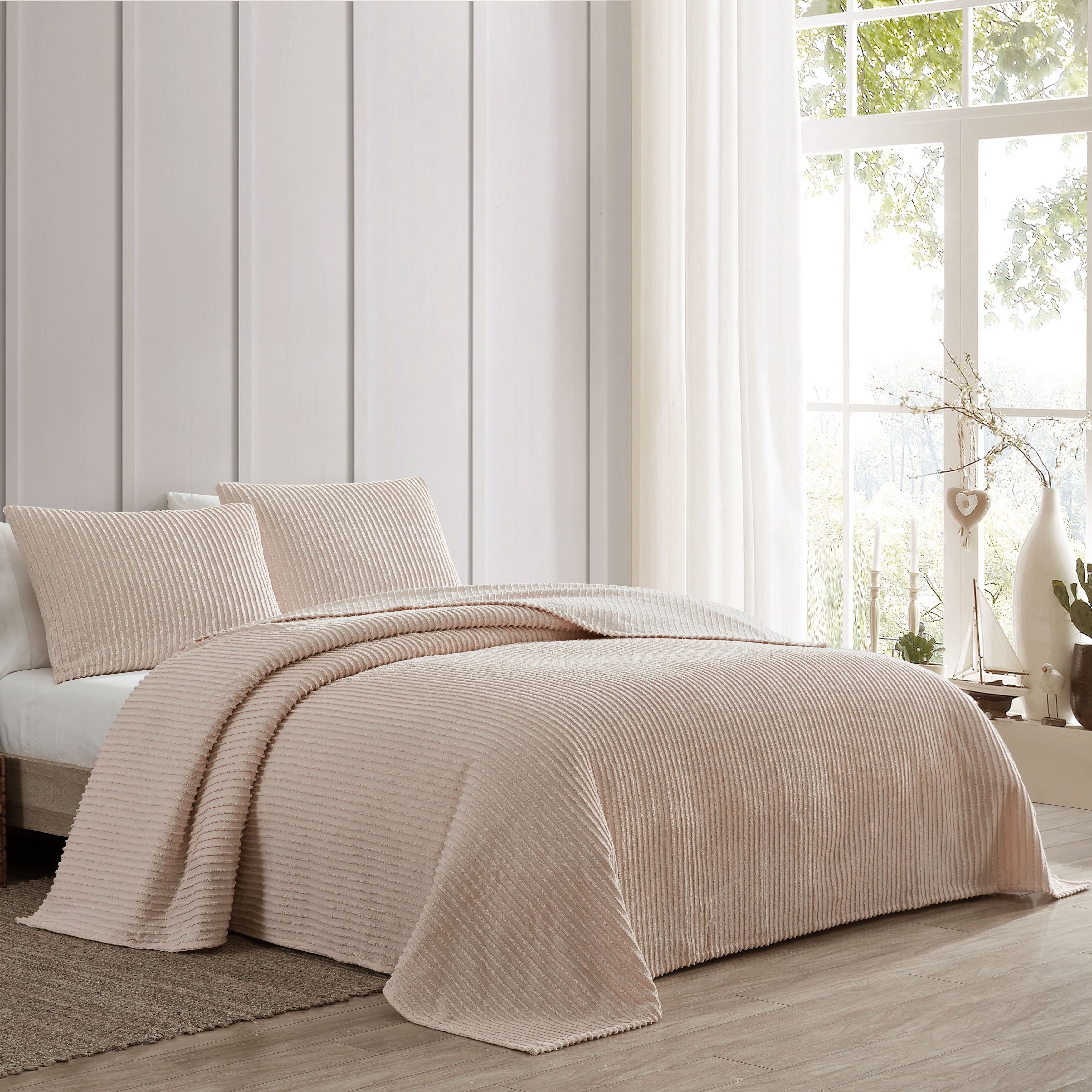 Beatrice Home Fashons Channel Chenille Standard Sham Ivory