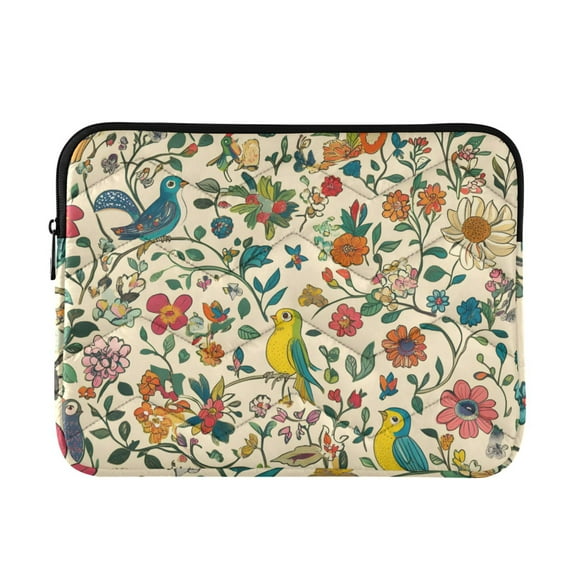 FORMRS 13-13.3 inch Laptop Sleeve Case Soft Carrying Quilted Computer Bag Cover, Beige Cartoon Animals