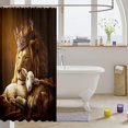 thumbnail image 3 of Manfei Western Lion Sheep Shower Curtain 72Wx72L, Kawaii Animal Print Bathroom Curtain, Dark Brown, 3 of 5