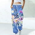 thumbnail image 1 of Pants for Women, Women Fashion Color Blocked Printed Drawstring Pants, 1 of 5