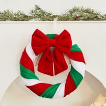 Velvet Christmas Wreath Pendants | Festive Fabric Holiday Decorations | Multicolor Polyester Tabletop Decor | 11.4x11.4x1.9 inch Seasonal Scene Layout