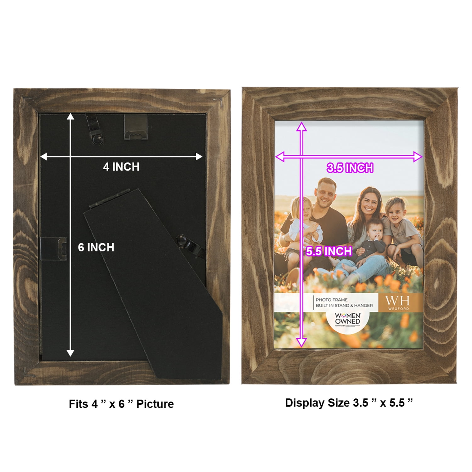 Woodgrain 4 in. x 6 in. Walnut Picture Frame (Set of 2)