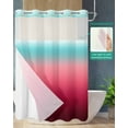 thumbnail image 2 of No Hook Shower Curtain with Snap in Liner, Turquoise Rose Red Stripe Gradient Hotel Shower Curtains for Bathroom, Washable Shower Curtain Liner Set with Mesh Top Window, 60"x72", 2 of 6