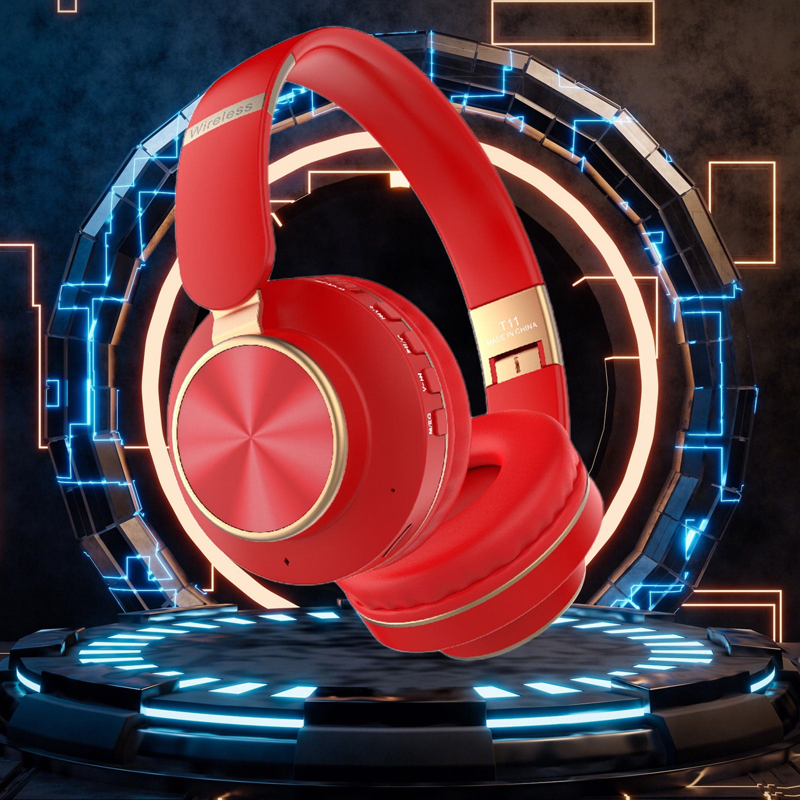asxite Wireless Headphones,Bluetooth Headphones Wireless Earbuds Over Ear Bluetooth Wireless Headphones Long Battery Life HiFi Noise Reduction Foldable Lightweight Headset,Red