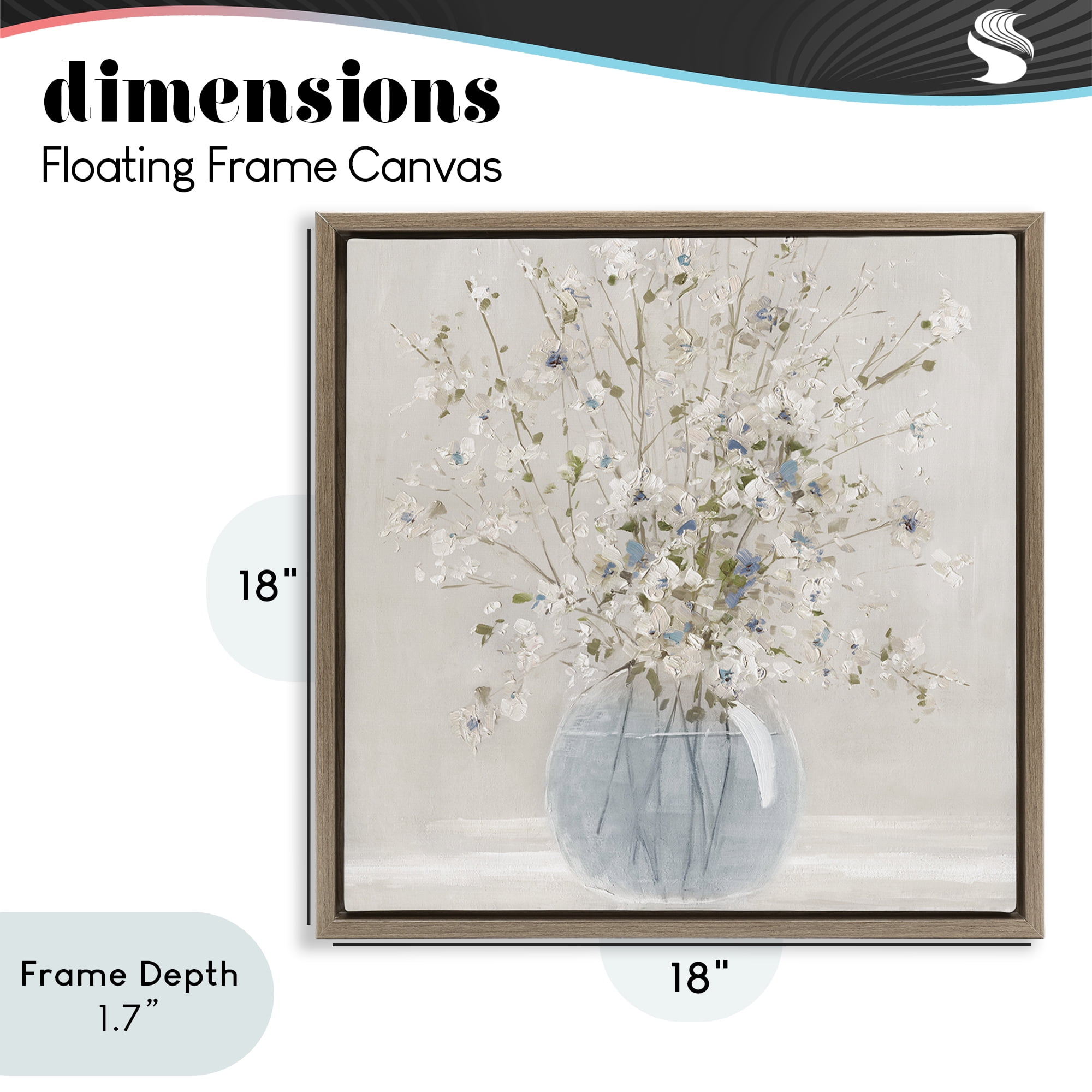 Stupell Industries Subtle Glass Vase Bouquet Brown Framed Floater Canvas Wall Art, design by Carol Robinson