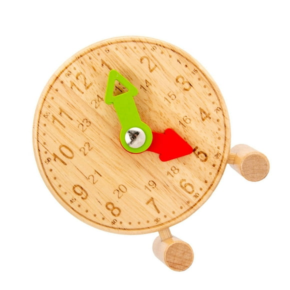 Wooden Clock Teaching Time Toy Wood Learning Clock Cognitive Toy for Kids Early Learning Educational Toy for Baby Kids Primary Color