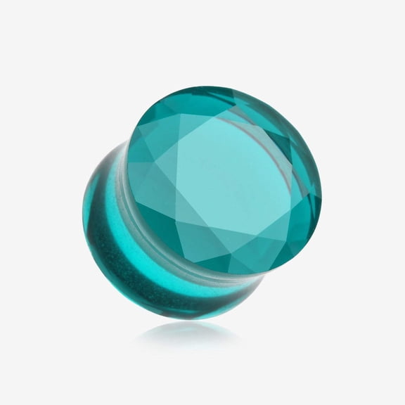 A Pair of Faceted Pyrex Glass Gem Double Flared Ear Gauge Plug