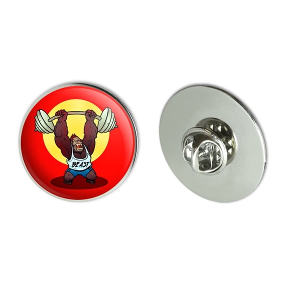 Gym Beast Lifting Weights Weightlifting Strength Training Metal 1.1" Tie Tack Hat Lapel Pin Pinback