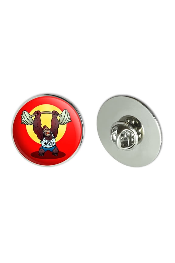 Gym Beast Lifting Weights Weightlifting Strength Training Metal 1.1" Tie Tack Hat Lapel Pin Pinback
