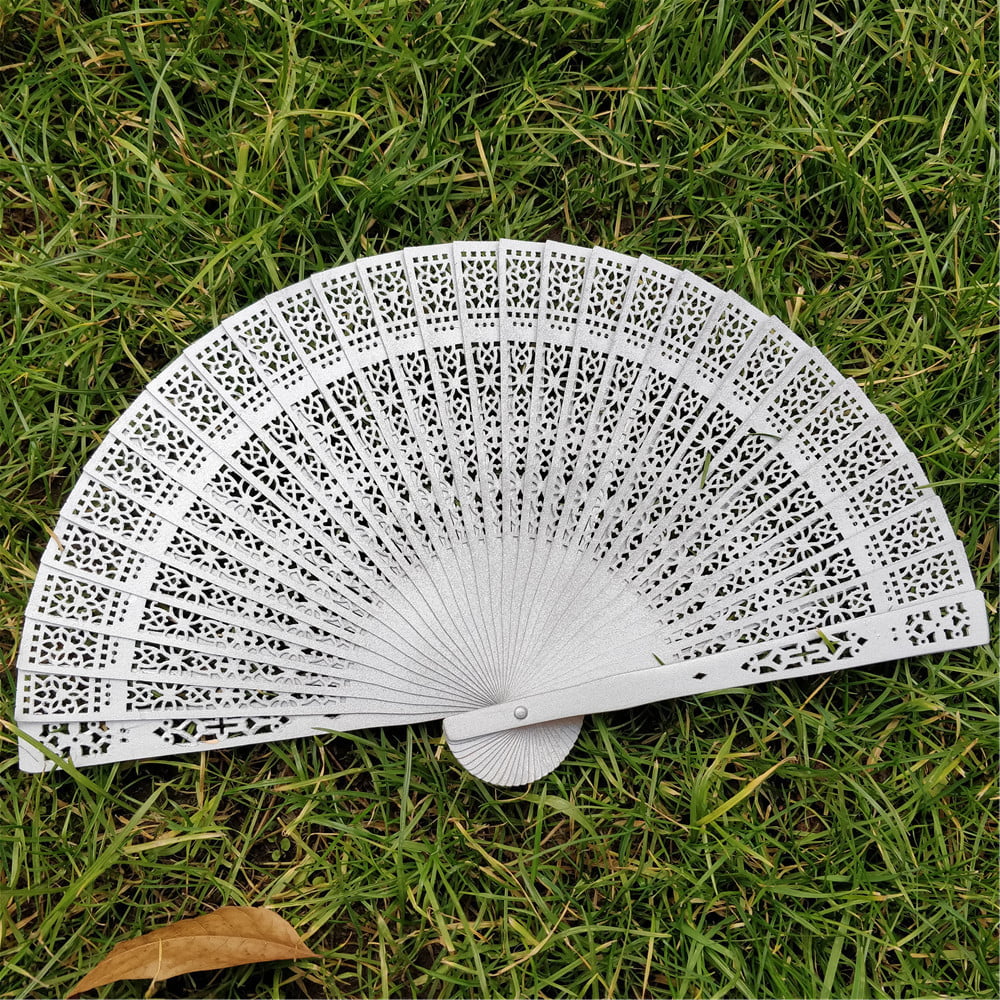 Wedding Hand Fragrant Party Carved Bamboo Folding Fan Chinese Wooden Fan TC 