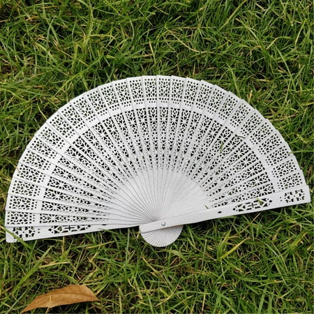 

Tanwpn Wedding Hand Fragrant Party Carved Bamboo Folding Fan Chinese Style Wooden Big Sale M