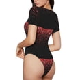 thumbnail image 2 of Saiise Pailleté Rouge Motif 1 Grenouillère à Manches Courtes Col Rond Pyjama Extensible avec Fermeture à Pression-Petit, 2 of 7