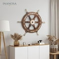 thumbnail image 5 of Inanosa 18" Premium Nautical Wooden Ship Boat Wheel | Captain Pirate Ship's Wheel With Brass Handle | Home Décor Wall Sculptures, 5 of 5