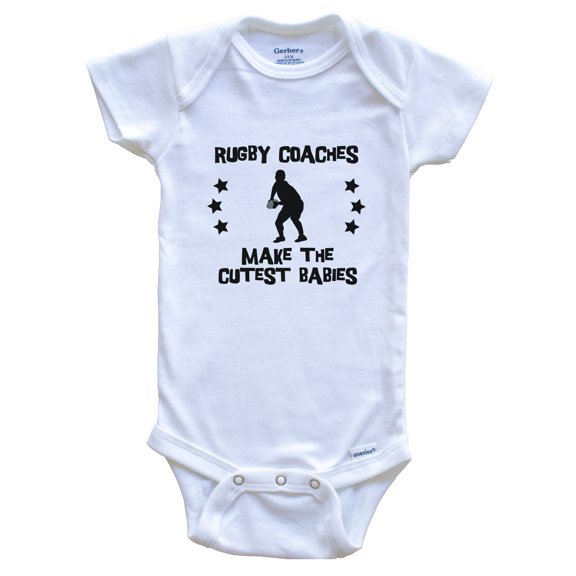 Rugby Coaches Make the Cutest Babies Funny Rugby Baby Bodysuit, 0-3 months white