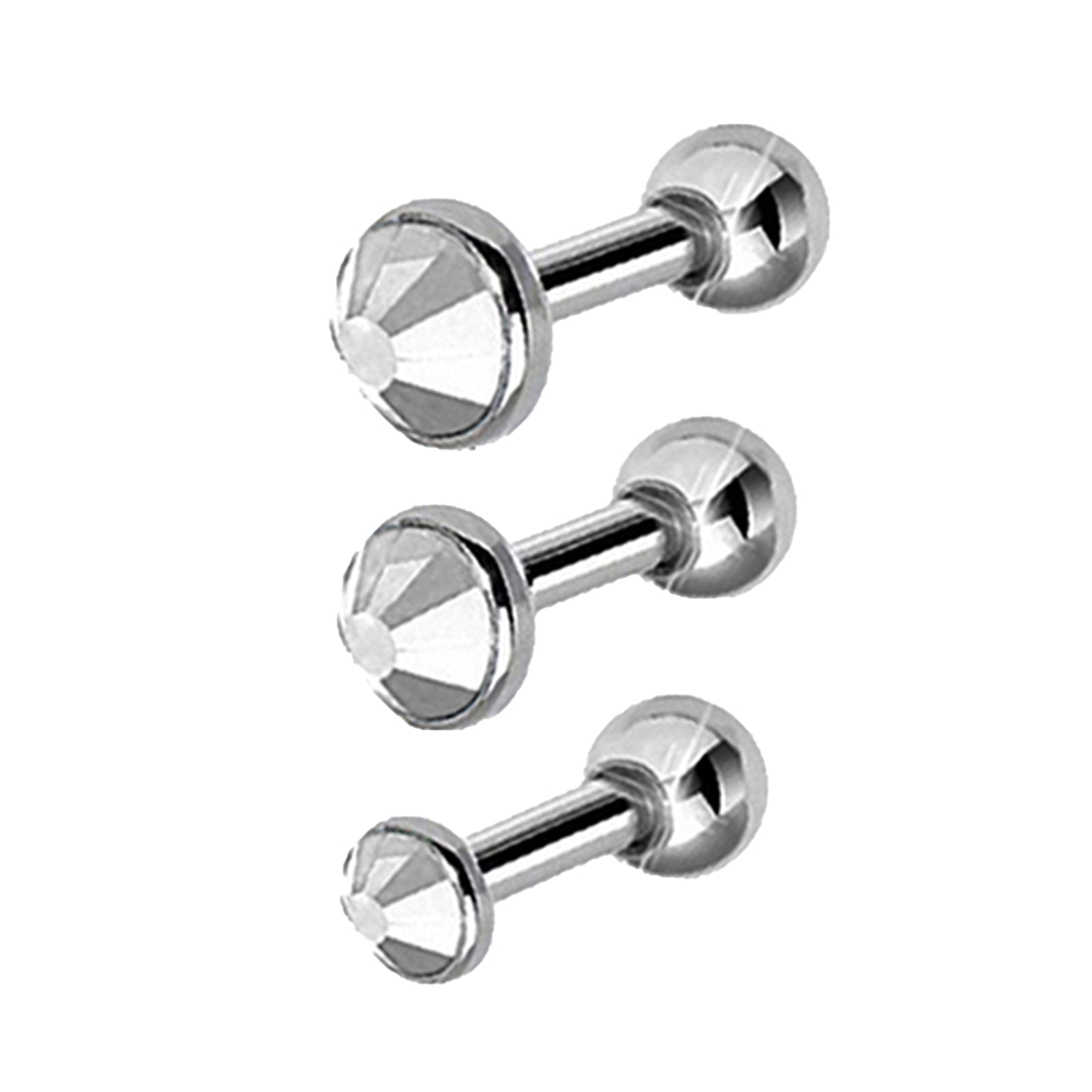 Ayyufe Pack Of 3/Set Women Stainless Steel Round Rhinestone Ear Studs Earrings for Party