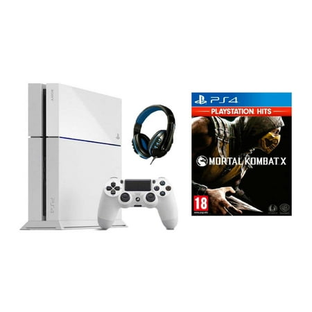 Sony PlayStation 4 500GB Gaming Console White with Mortal Kombat X BOLT AXTION Bundle Like New