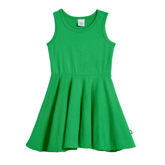 Made in USA Girls Soft Cotton Jersey Twirly Tank Dress | Elf Green
