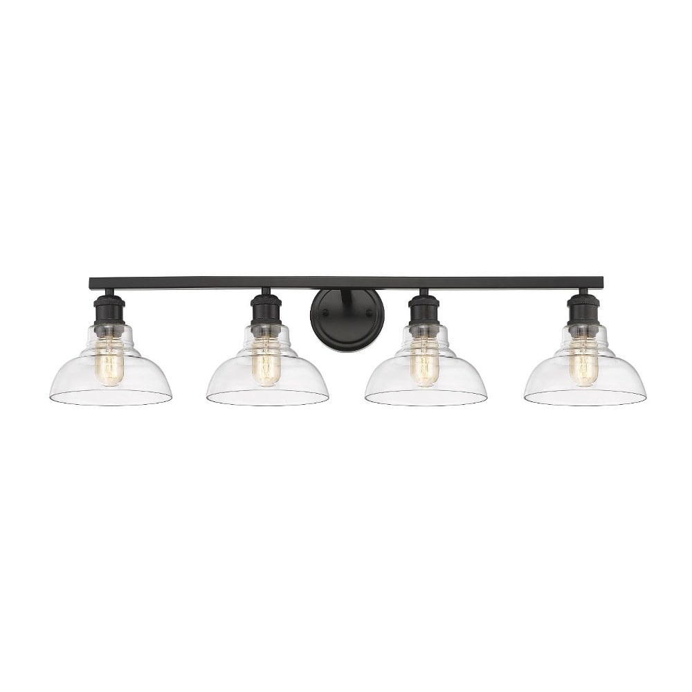 4 Light Bathroom Light Fixture in Black with Clear Glass Shades Bailey Street Home 170-Bel-3361577