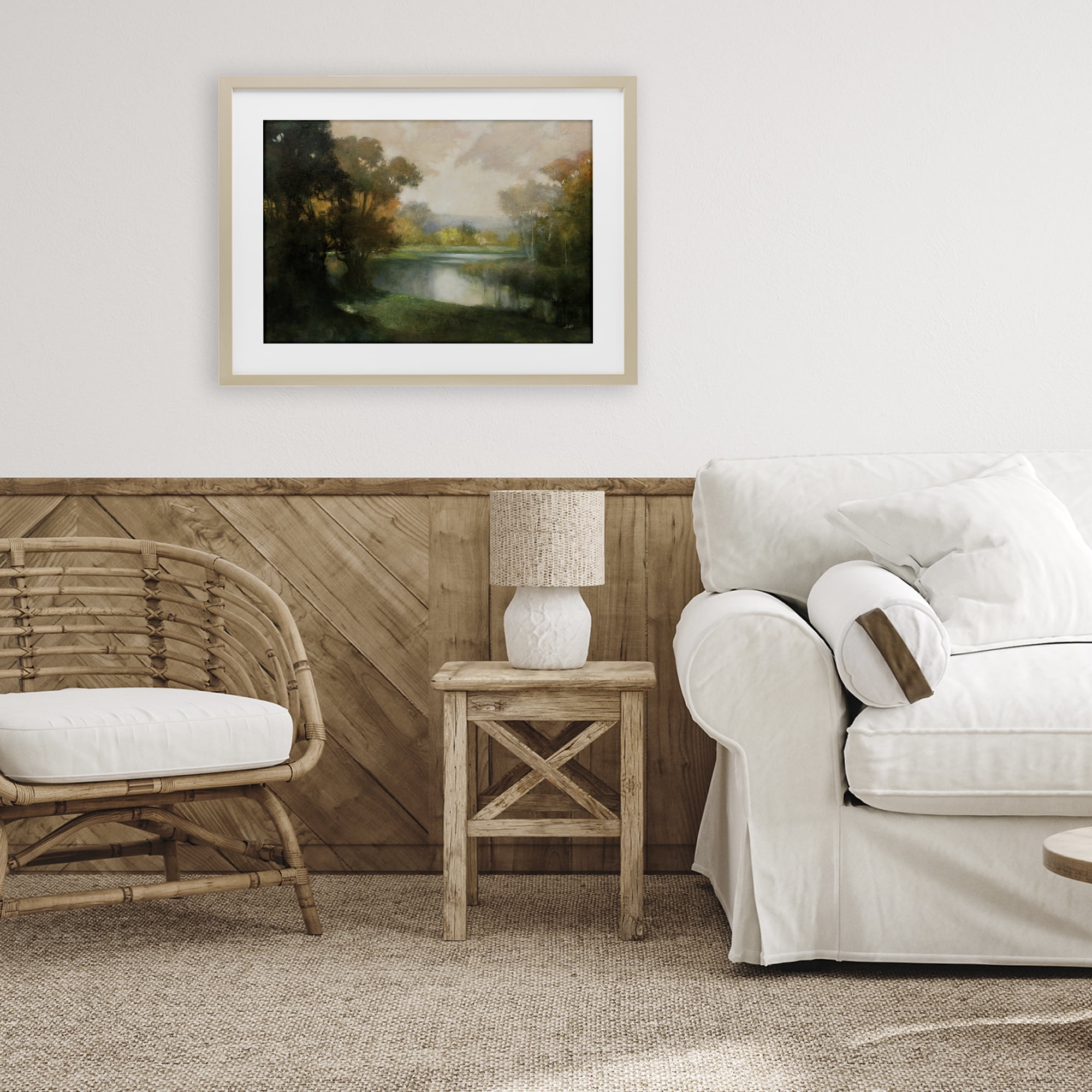 Stupell Industries Lakeside Morning in Autumn Light Birch Framed Print Under Glass, design by Julia Purinton