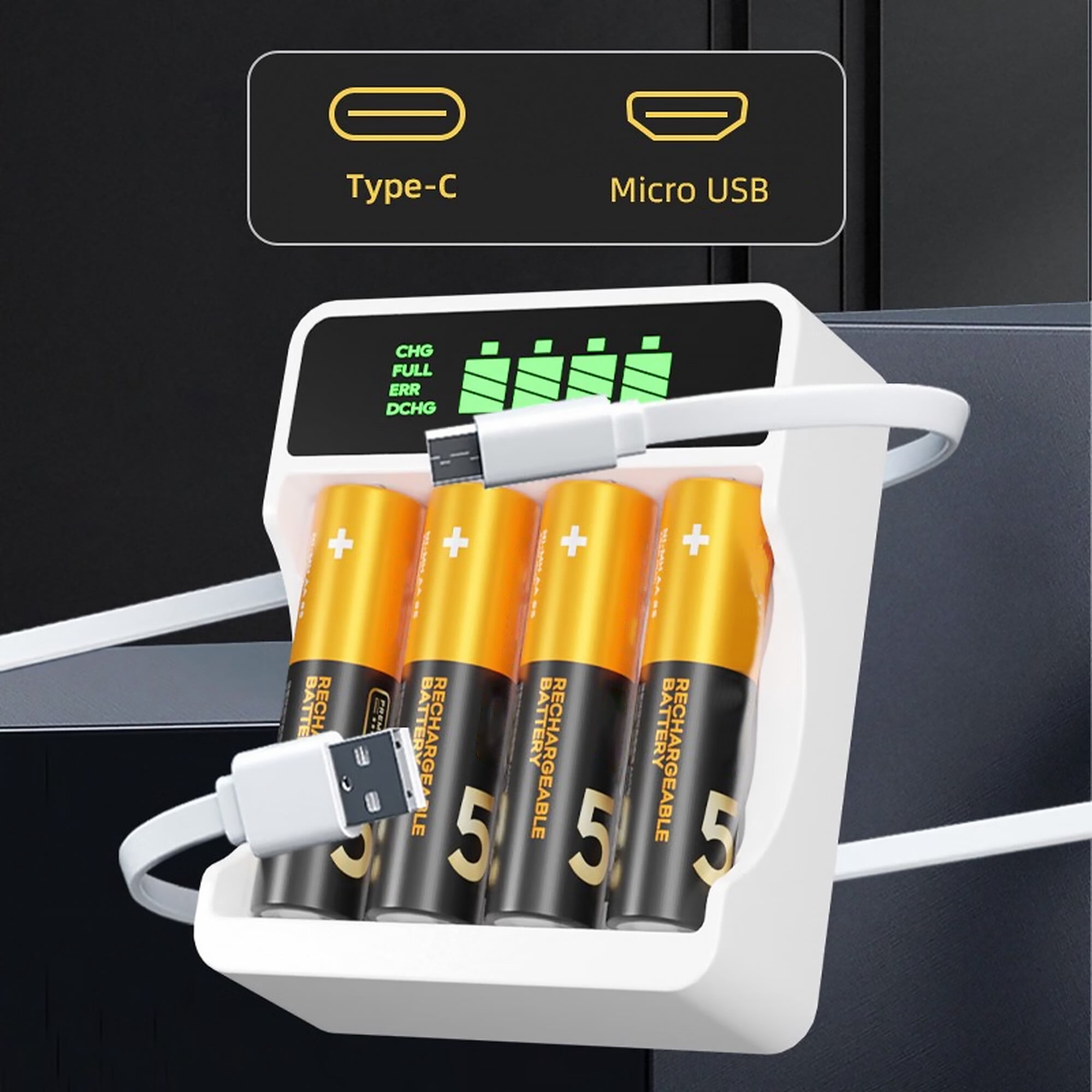 Zmisner Rechargeable AA Batteries with Smart Fast Charger, 2850mAh High Capacity Low Self Discharge Ni-MH Double A Battery, 4 Count