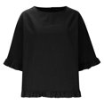 thumbnail image 7 of Summer Sales Womens Summer Tops Cute Lightweight Cotton‑Linen 3/4 Sleeve Summer Casual Blouse Oversized Tshirts for Women Under 12$, 7 of 7