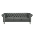 thumbnail image 2 of Home Design Emma Contemporary Cushion Velvet Rolled Arm Chesterfield Sofa, Adult, Black, 2 of 5