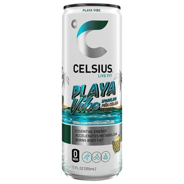 CELSIUS Sparkling Playa Vibe, Functional Energy Drink 12 fl oz Single Can - 2 Pack