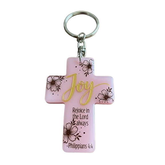 Ruanlalo Acrylic Keychain Inspirational Scripture Ten-Shaped Pendant Keyring Religious Christian Faith Gift for Men Women