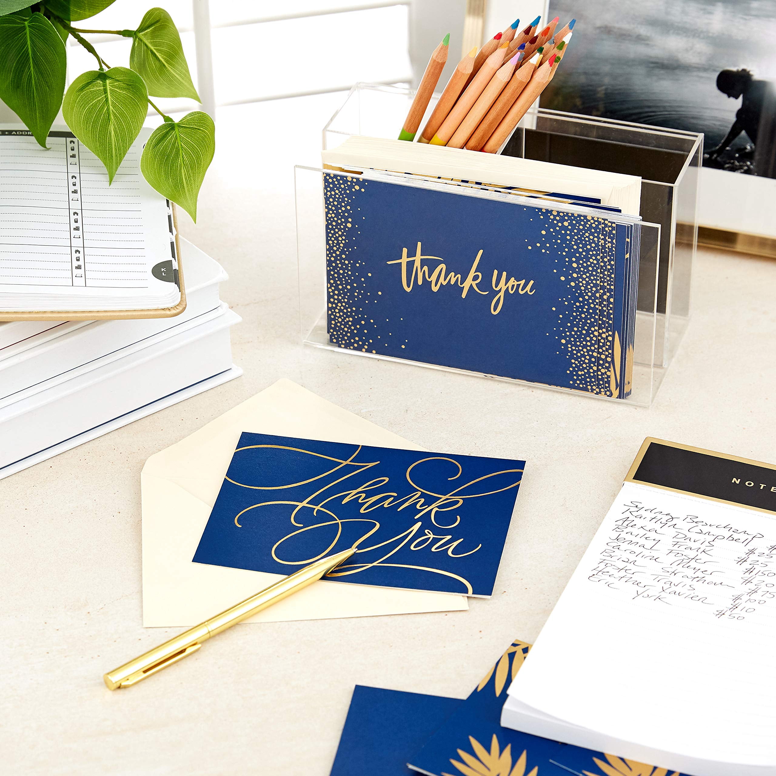 120pcs Thank You Cards Assortment, Gold and Navy, 120 Thank You Notes with Envelopes for Wedding, Bridal Shower, Business, Graduation