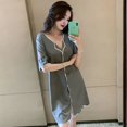thumbnail image 1 of Camisón de manga corta con volantes para mujer, ropa de dormir de estilo coreano, vestido de noche de verano, ropa de casa, 1 of 4