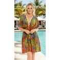 thumbnail image 4 of HAPPY BAY Women's Beachwear Summer Swim Beach Dress Cover ups for Swimwear Women Loose Front Tie Swimsuit Coverups for Women XL-XXL Tangerine, Leaves, 4 of 5